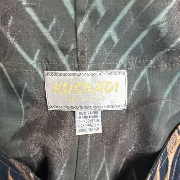 Kusnadi New York Womens Abstract Print Handmade Rayon Top Button Front Art Wear - Picture 3 of 7